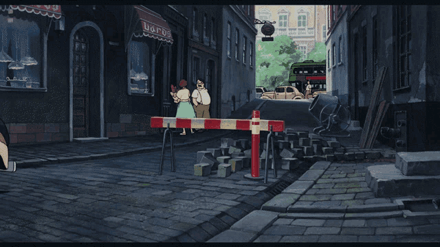 a cartoon scene with a store called varo 's