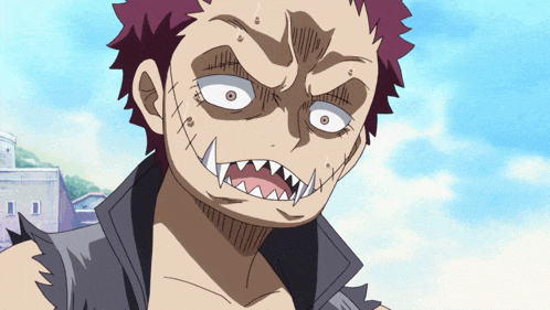 a close up of a cartoon character 's face with teeth