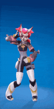 a video game character is dancing with a pink ball