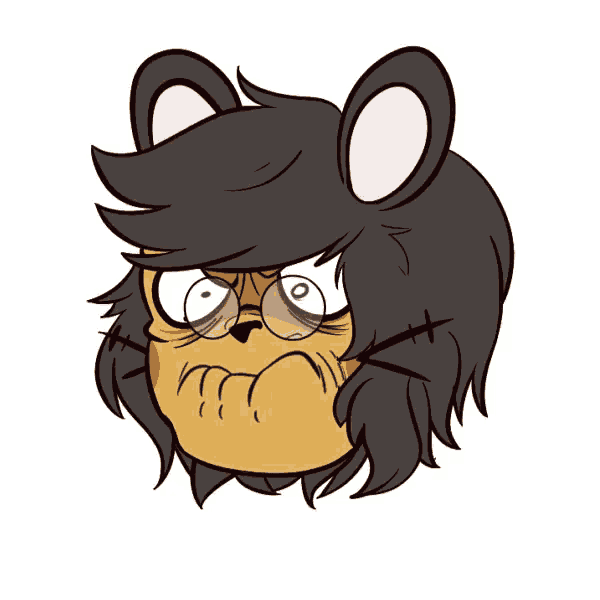 a cartoon drawing of a bear with glasses