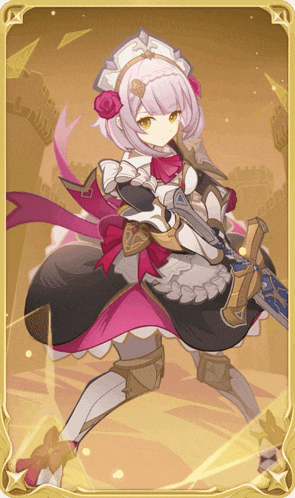 a picture of a girl with a sword and a rose on her head