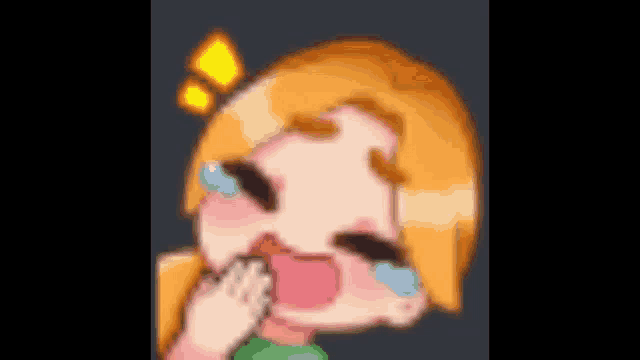 a cartoon of a girl laughing and crying .