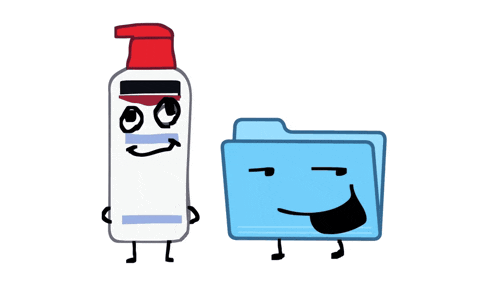 a cartoon folder with a face and arms and legs