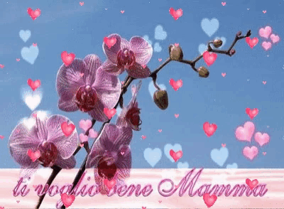 a greeting card for a mother 's day with flowers and hearts