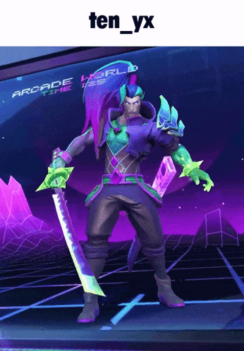 a video game character with a sword and the name ten_yx