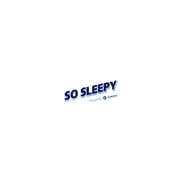 a blue and white logo that says so sleepy brought by zurich
