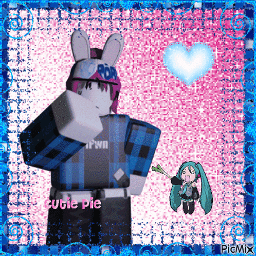 a picture of a bunny and a girl with the name cutie pie on it