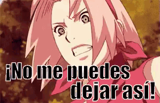 a cartoon of a girl with the words no me puedes dejar asi written below her