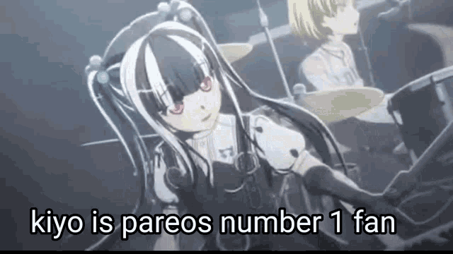 a picture of a girl with the words " kiyo is pareos number 1 fan "