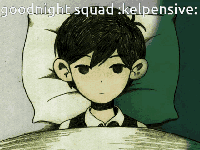 a drawing of a boy in bed with the words goodnight squad