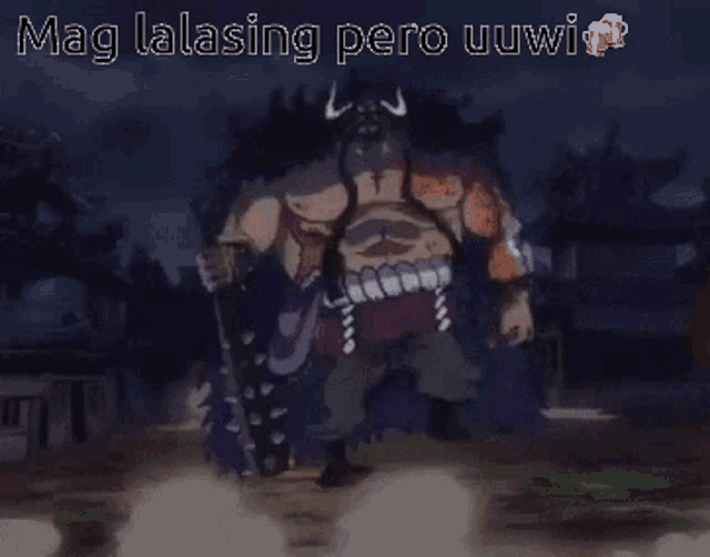 a cartoon of a man with horns and the caption mag lalasing pero uuwi