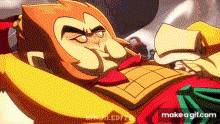 a cartoon monkey is laying down with a book on his chest