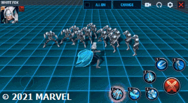 a screenshot of a marvel game with white fox