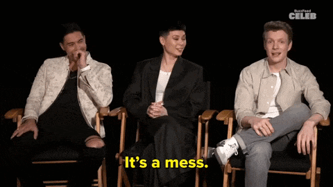 three people sit in chairs and one of them says i really can 't say anything