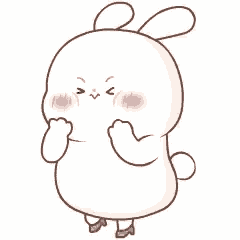 a cartoon rabbit with a very angry face is standing on a white background .