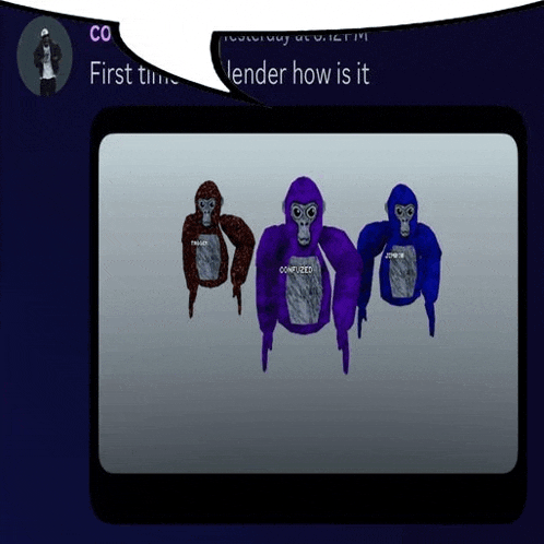 a screen with three gorillas on it and the words lender how is it