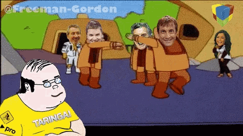 a cartoon of a man wearing a yellow taringa shirt