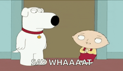a cartoon dog and a boy are standing next to each other and talking .