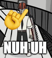 a cartoon of a man holding a chainsaw and giving a thumbs up