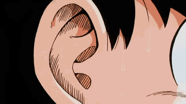 a close up of a cartoon character 's face with a surprised expression