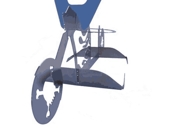 a metal sculpture of a man riding a motorcycle with a skull and crossbones and sunglasses .