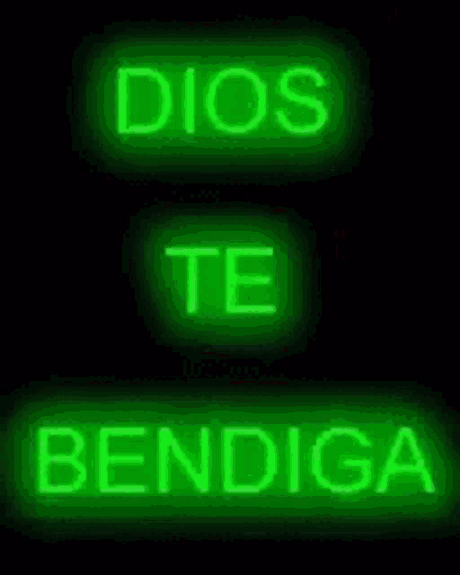 a neon sign that says dios te bendiga in green