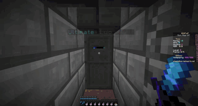 a screenshot of a minecraft game shows a blue sword