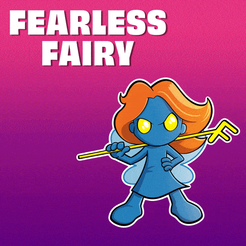 a cartoon of a fairy with the words fearless fairy below her