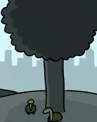 a cartoon of two turtles under a tree