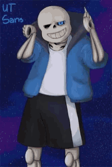 a drawing of a skeleton wearing a red scarf with geno sans written above him