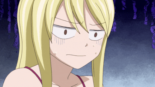 a cartoon girl with blonde hair making a face