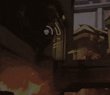 a video game scene with a skull in the middle of the screen