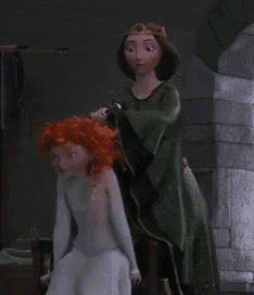 a couple of cartoon characters standing next to each other with the word ow written on the bottom