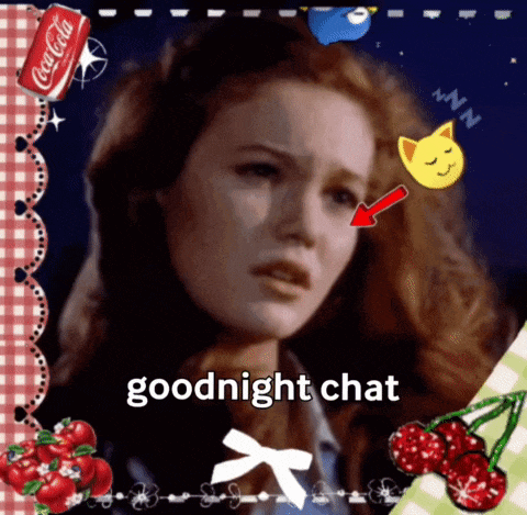 a picture of a woman with the words goodnight chat written on the bottom