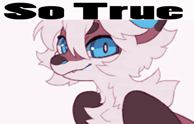 a cartoon drawing of a fox with the words so true above it