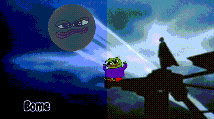 a cartoon of pepe the frog is flying through the air in front of a spotlight .