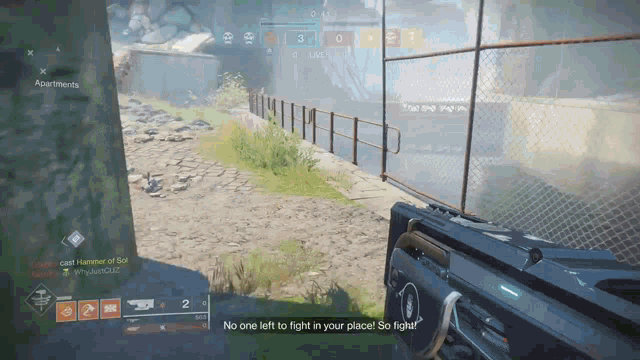 a screenshot of a video game with the words no one left to fight in your place