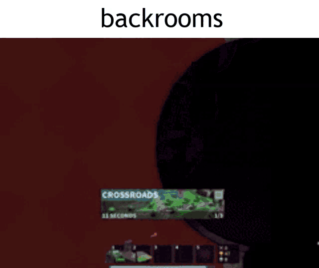 a screenshot of a video game with the words backrooms on the bottom