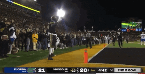 a football game between florida and missouri with the score 21 to 20