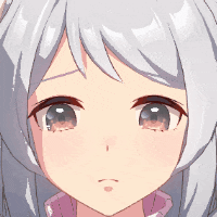 a close up of a anime girl 's face with a sad look on her face