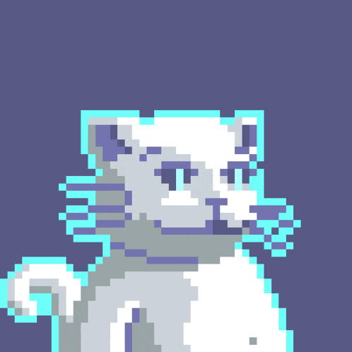 a pixel art drawing of a cat with a speech bubble that says " ii "