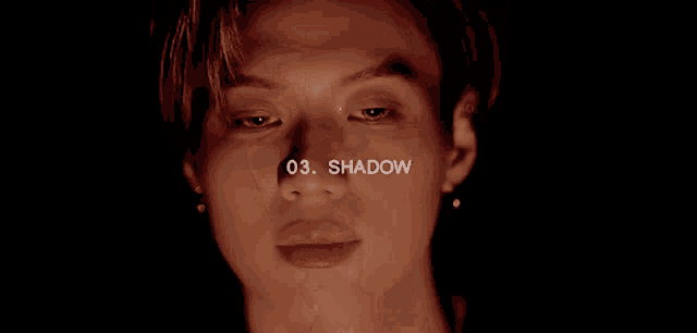 a close up of a man 's face with the words shadow written above it