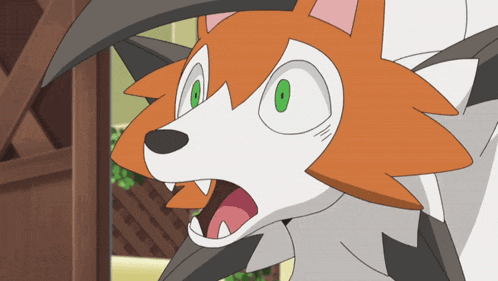 a close up of a cartoon character 's face with its mouth open
