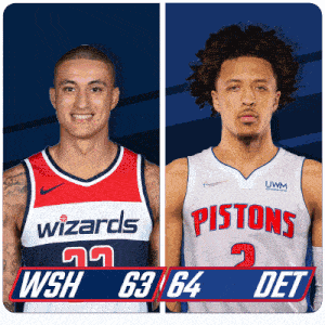 a wizards player and a pistons player are shown