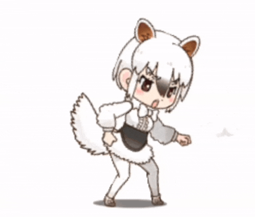 a cartoon drawing of a sheep girl with white hair and brown eyes