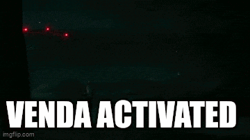 a red laser beam with the words venda activated written on it