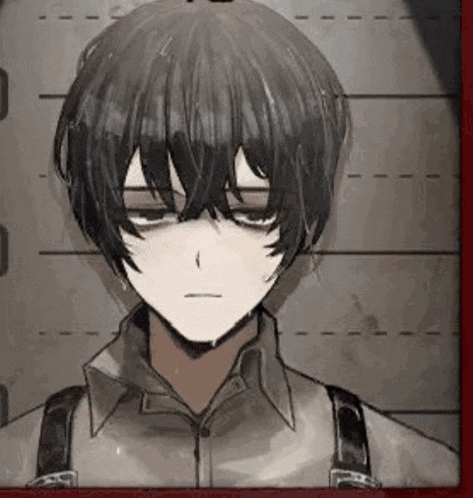 a black and white drawing of a boy with a sad face .