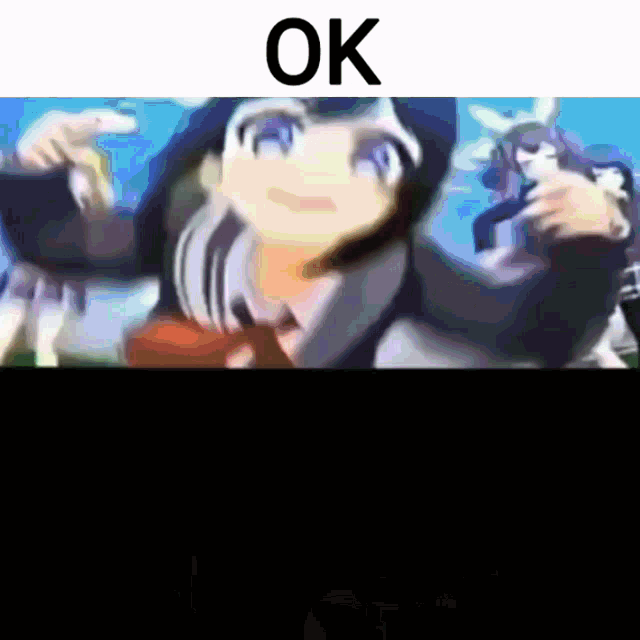 a blurry picture of a girl with the word ok above her head