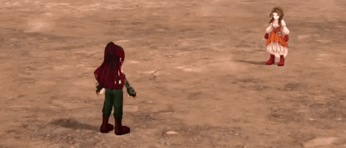 a girl with red hair is standing next to another girl in a dress