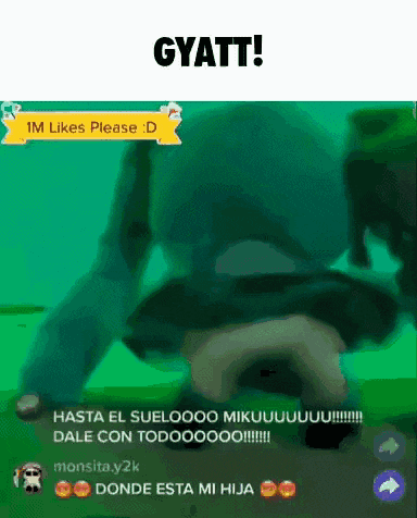 a screenshot of a video that says gyatt on top